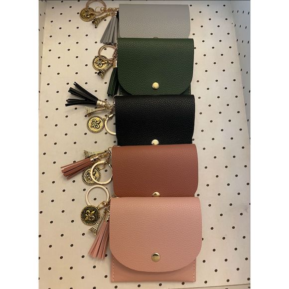 Wallet/Card Holder with Tassel and Charms-Choose color - Picture 1 of 9